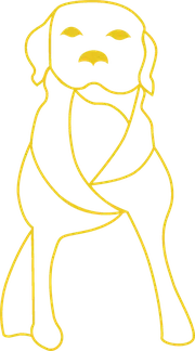 The Max Canine dog mark, an outline of Emily's first dog, Max